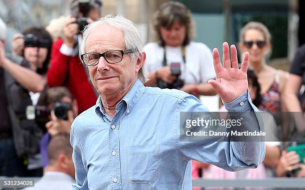 Ken Loach arrives at "I, Daniel Black " Photo call during the annual 69th Cannes Film Festival at on May 13, 2016 in Cannes, France.