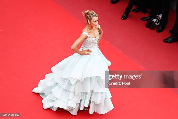 Actress Blake Lively attends the "Slack Bay " premiere during the 69th annual Cannes Film Festival at the Palais des Festivals on May 13, 2016 in...