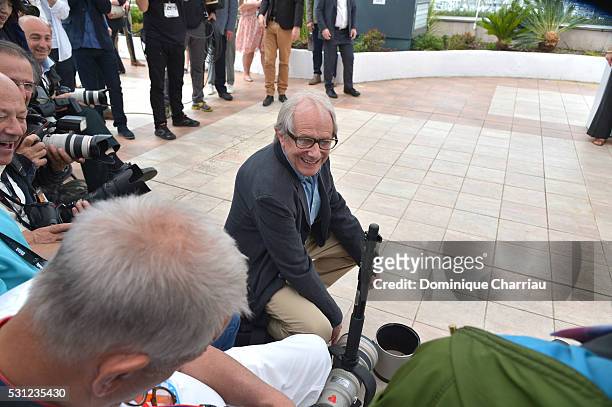 Director Ken Loach attends the "I, Daniel Blake" photocall during the 69th annual Cannes Film Festival at the Palais des Festivals on May 13, 2016 in...