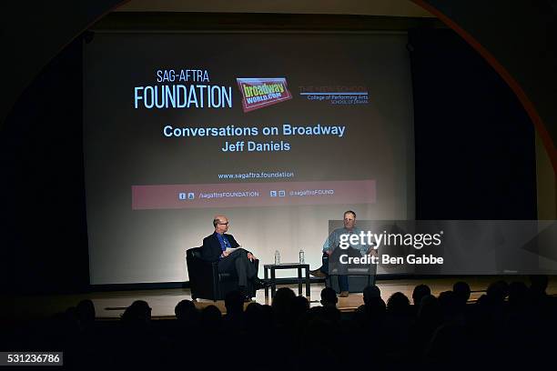 Richard Ridge and actor Jeff Daniels speak during the SAG-AFTRA Foundation Conversations On Broadway at The New School on May 13, 2016 in New York,...