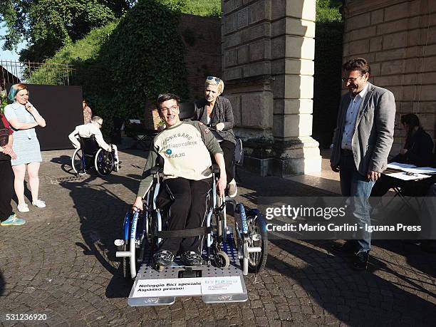 The "Aspasso" bike for people with disabilities unveiled at Velostazione Dynamo on May 10, 2016 in Bologna, Italy.