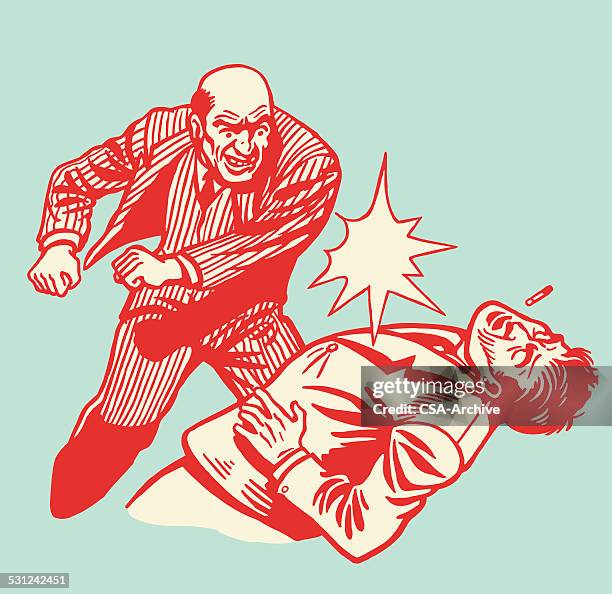 bald man punching another man - mafia stock illustrations
