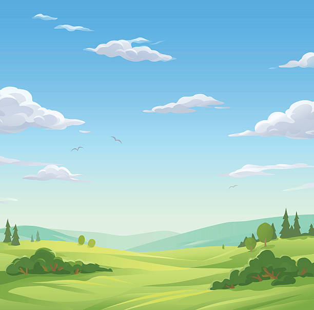 idyllic landscape - spring background stock illustrations