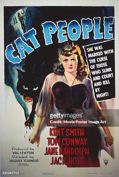 Poster for Jacques Tourneur's 1942 horror 'Cat People' starring Simone Simon.