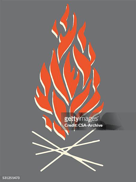 ilustrações, clipart, desenhos animados e ícones de fogo - fogueira de acampamento