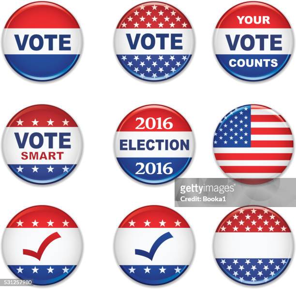 usa presidential election buttons - 2016 - presidential candidate stock illustrations