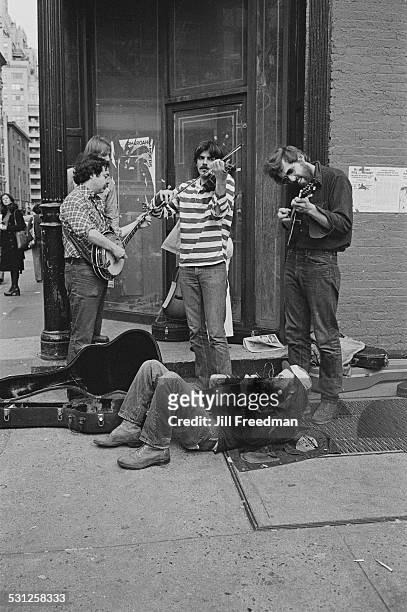 Street musicians in New York City, circa 1976.