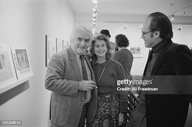 Viewing at an art gallery in New York City, circa 1976.