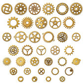 Set of Vintage Mechanical Cogwheel Gears Wheels