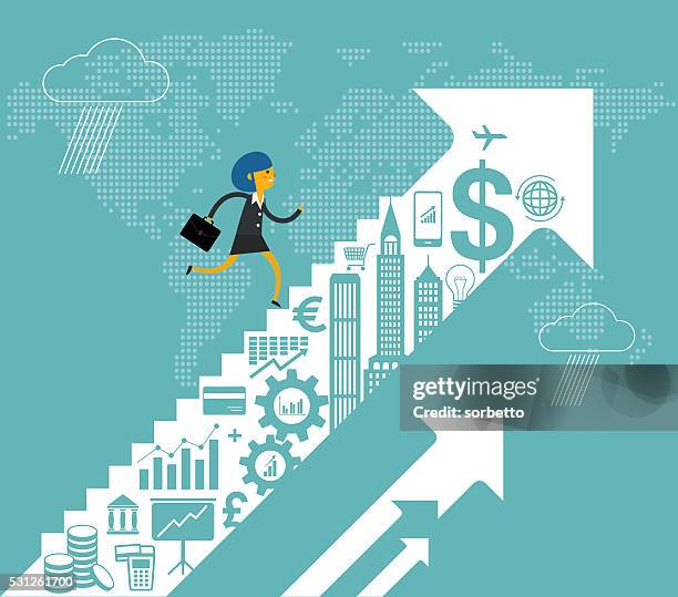 ilustrações, clipart, desenhos animados e ícones de crescimento financeiro - a escada do sucesso