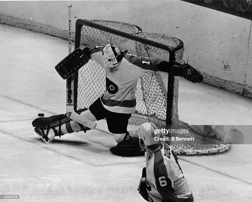 Player Bernie Parent of the Philadelphia Flyers...
