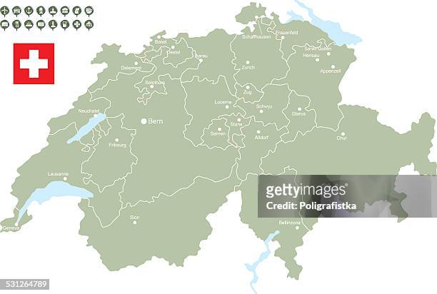 map of switzerland - zurich map stock illustrations