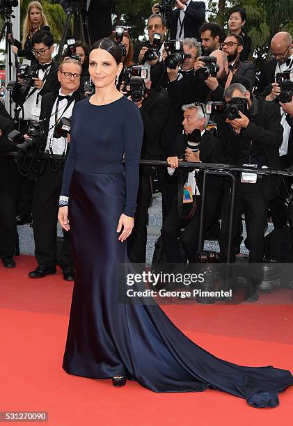 Juliette Binoche attends the screening of "Slack Bay " at the annual 69th Cannes Film Festival at Palais des Festivals on May 13, 2016 in Cannes,...