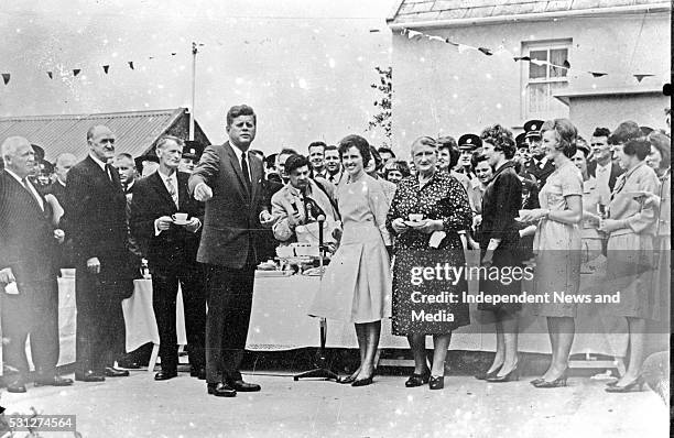 President John F Kennedy at the ancestral family home at Dunganstown,Co Wexford during his visit to Ireland, circa June 1963 . .