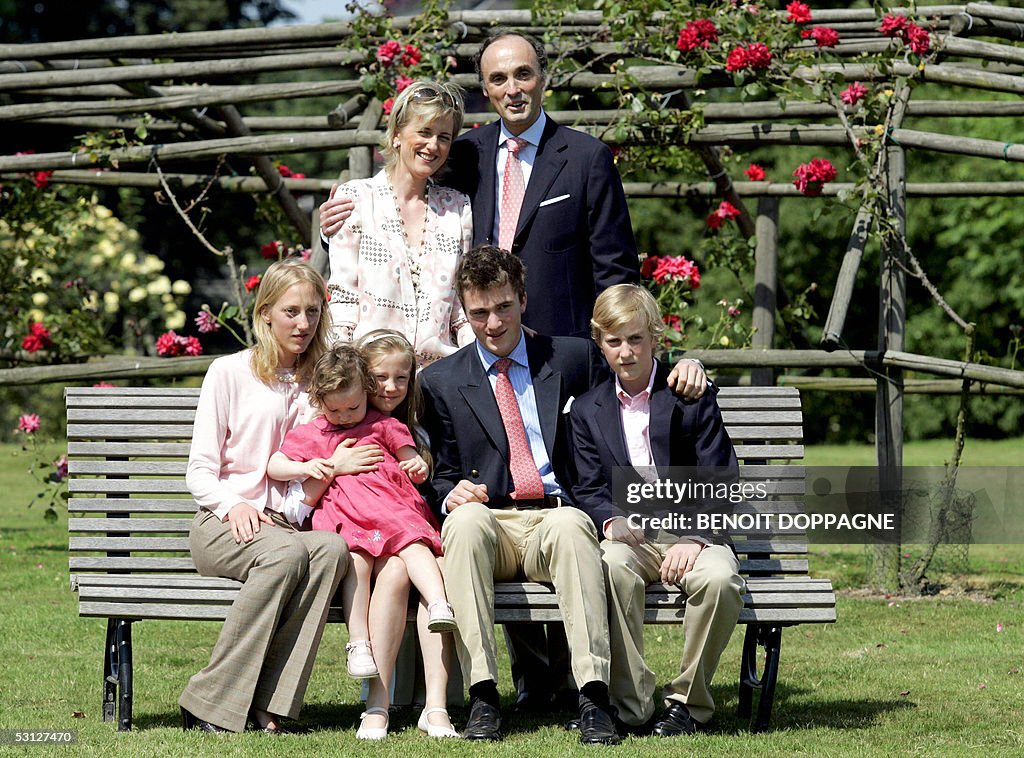 Belgian Prince Lorenz and Princess Astrid pose with their children