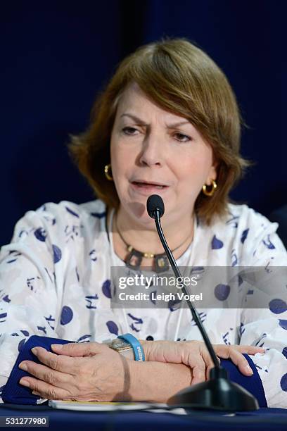 Wife of the Mayor of Caracas Mitzy Capriles de Ledezma speaks on stage during Concordia The Americas, a high-level Summit on the Americas organized...