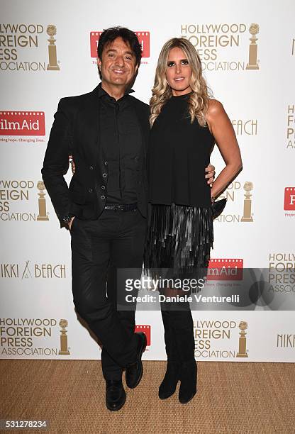 Giulio Base and Tiziana Rocca attend The Hollywood Foreign Press Association Honour Filmaid International during The 69th Annual Cannes Film Festival...