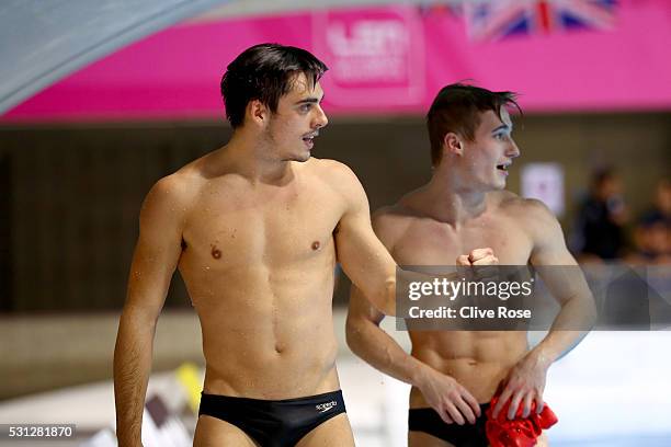 Christopher Mears and Jack Laugher of Great Britain celebrate victory in the Men's 3m Synchro Final on day five of the 33rd LEN European Swimming...