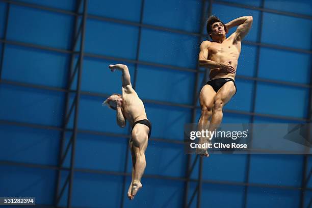 Christopher Mears and Jack Laugher of Great Britain compete in the Men's 3m Synchro Final on day five of the 33rd LEN European Swimming Championships...