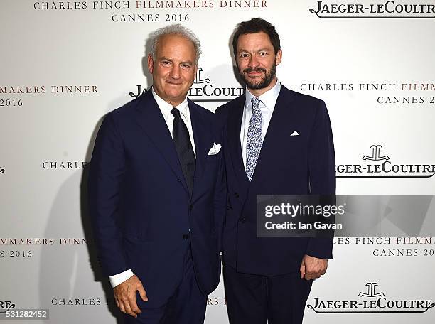 Charles Finch and Dominic West attend as Charles Finch hosts the 8th Annual Filmmakers Dinner with Jaeger-LeCoultre at Hotel du Cap-Eden-Roc on May...