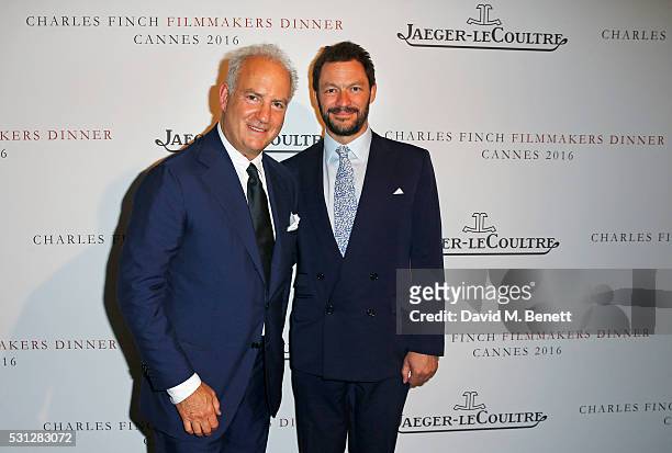 Charles Finch and Dominic West attend The 8th Annual Filmmakers Dinner hosted by Charles Finch and Jaeger-LeCoultre at Hotel du Cap-Eden Roc on May...