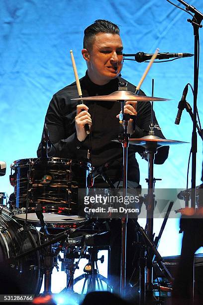 Drummer Matt Helders performs live on stage with Iggy Pop during the Post Pop Depression tour at the Royal Albert Hall on May 13, 2016 in London,...