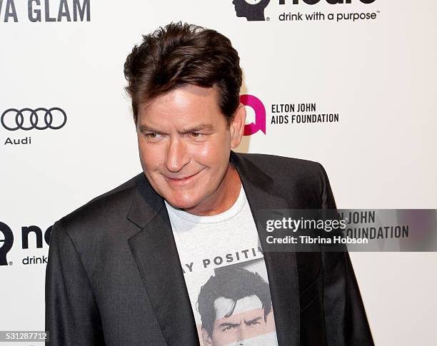 Charlie Sheen attends the 24th annual Elton John AIDS Foundation's Oscar Party on February 28, 2016 in West Hollywood, California.