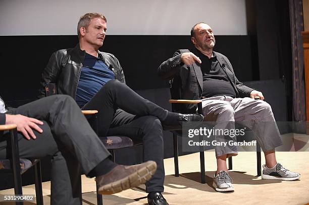 Writer/director Shane Black and producer Joel Silver attend a Q&A with audience members following "The Nice Guys" New York screening at HBO Screening...