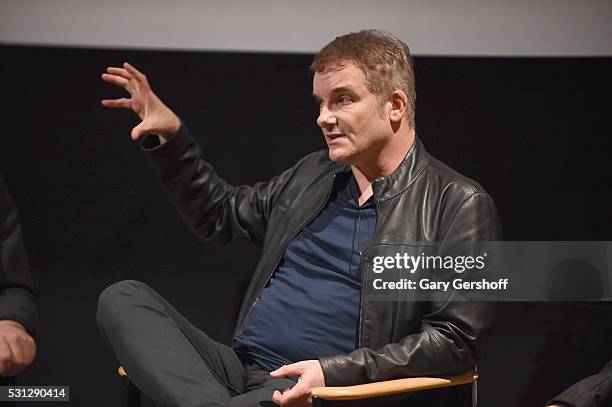 Writer/director Shane Black attends a Q&A with audience members following "The Nice Guys" New York screening at HBO Screening Room on May 13, 2016 in...