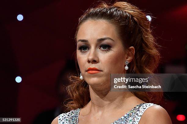 Oana Nechiti reacts during the 9th show of the television competition 'Let's Dance' at Coloneum on May 13, 2016 in Cologne, Germany.