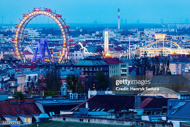 aerial view of prater in vienna - prater wien stock pictures, royalty-free photos & images