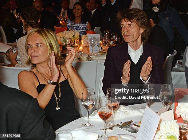 Mariella Frostrup and Sir Mick Jagger attend The 8th Annual Filmmakers Dinner hosted by Charles Finch and Jaeger-LeCoultre at Hotel du Cap-Eden Roc...