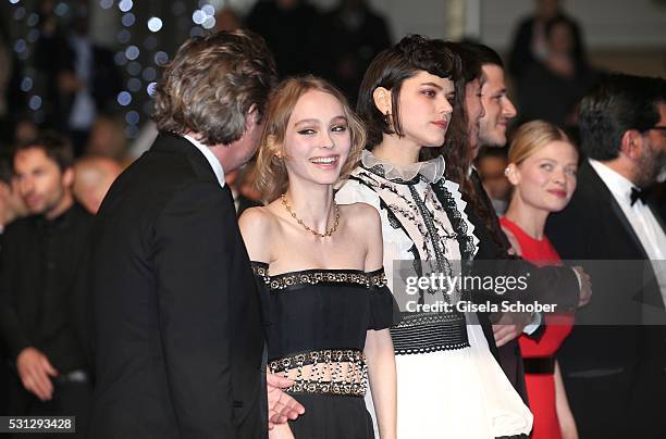 Cast of the movie "La danseuse" Louis-Do de Lencquesaing, Lily-Rose Depp and Soko attend the "I, Daniel Blake" premiere during the 69th annual Cannes...