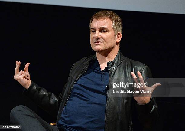 Writer/director Shane Black attends a Q&A with audience members following "The Nice Guys" New York screening at HBO Screening Room on May 13, 2016 in...