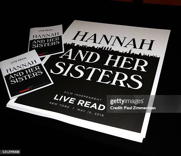 General atmosphere at the Film Independent Presents Live Read Of "Hannah And Her Sisters" at Times Center on May 13, 2016 in New York City.