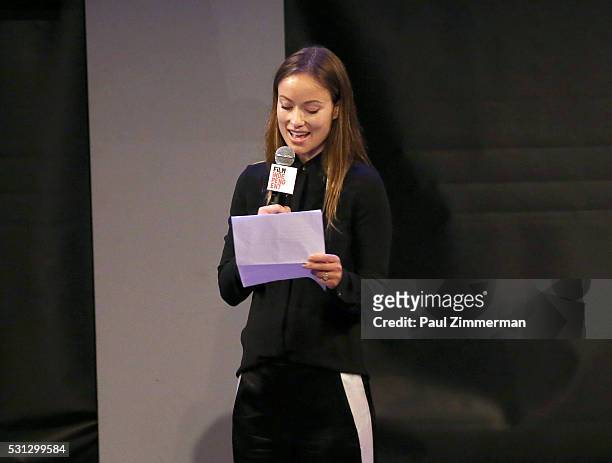 Actress Olivia Wilde speaks onstage at the Film Independent Presents Live Read Of "Hannah And Her Sisters" at Times Center on May 13, 2016 in New...