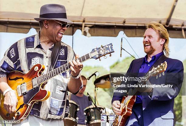 American Blues musicians WC Clark and Lee Roy Parnell play guitars on the Crossroads Stage at the 19th Annual Chicago Blues Festival in Grant Park,...