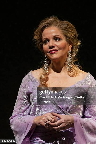 American soprano Renee Fleming on the second of two days of final dress rehearsals for the 125th Anniversary Gala of the Metropolitan Opera at...