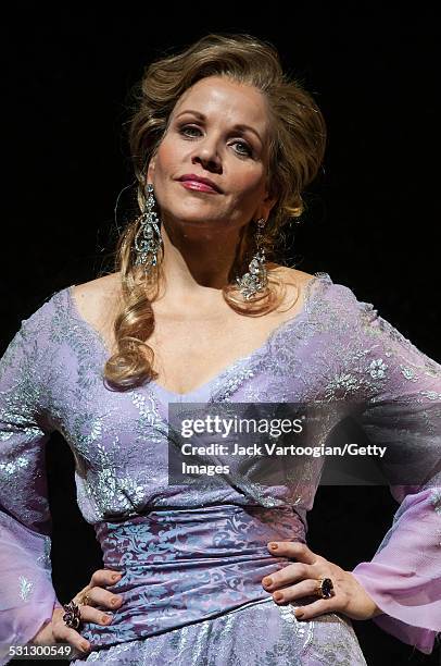 American soprano Renee Fleming on the second of two days of final dress rehearsals for the 125th Anniversary Gala of the Metropolitan Opera at...
