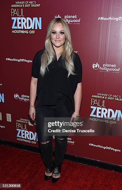 Dancer Lacey Schwimmer arrives at the opening of his new show Paul Zerdin: Mouthing Off at Planet Hollywood Resort & Casino on May 13, 2016 in Las...