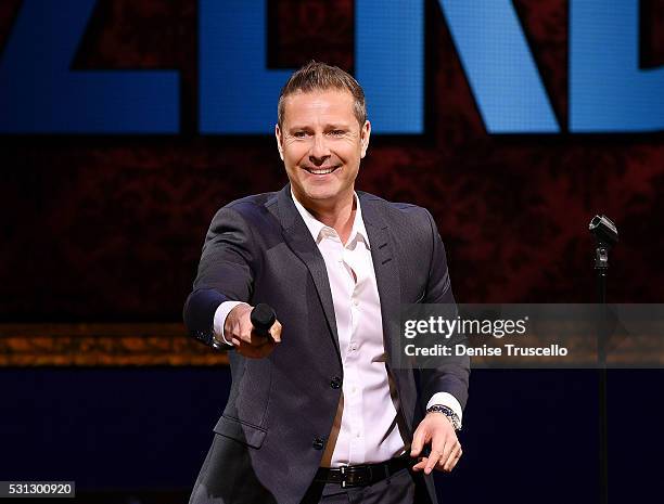 British comedian and ventriloquist and the winner of the 10th season of America's Got Talent Paul Zerdin performs during the opening of his new show...