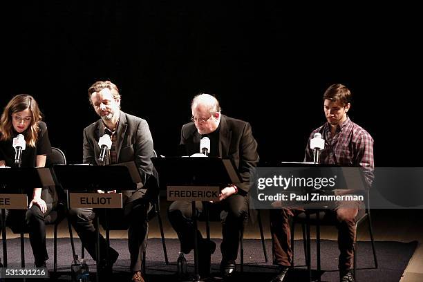 Rose Byrne, Michael Sheen, Salman Rushdie and Jason Long perform the reading of "Hannah And Her Sisters" at the Film Independent Presents Live Read...