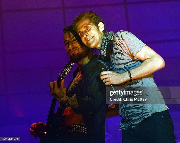 Dave Navarro and Perry Farrell of Jane's Addiction perform at Shaky Knees Music Festival at Centennial Olympic Park on May 13, 2016 in Atlanta,...