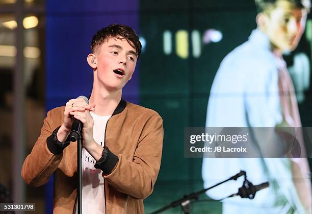 Greyson Chance performs at the YouTube Space LA on May 13, 2016 in Los Angeles California.