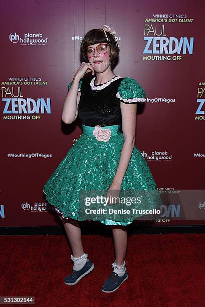 Absinthe cast member Joy Jenkins arrives at the opening of Paul Zerdin's new show Paul Zerdin: Mouthing Off at Planet Hollywood Resort & Casino on...