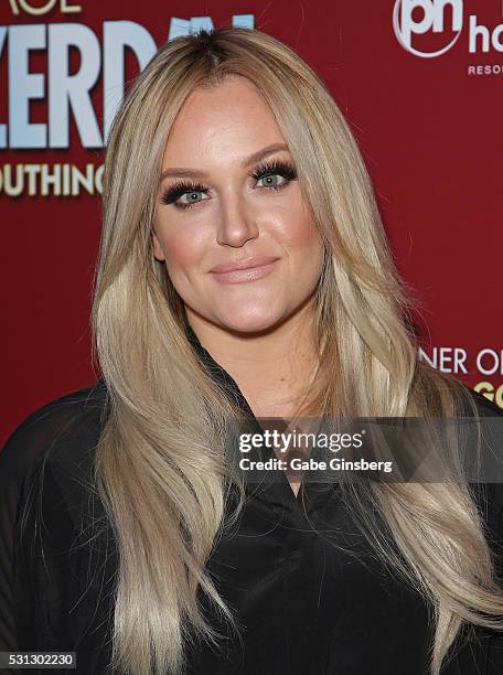 Dancer Lacey Schwimmer attends the opening night of "Paul Zerdin: Mouthing Off" at Planet Hollywood Resort & Casino on May 13, 2016 in Las Vegas,...