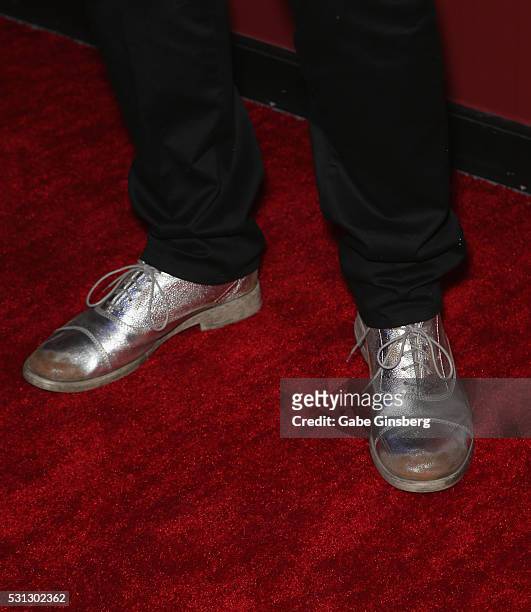 Musician Frankie Moreno, shoes detail, attends the opening night of "Paul Zerdin: Mouthing Off" at Planet Hollywood Resort & Casino on May 13, 2016...