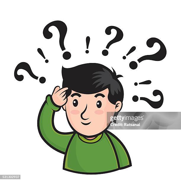 boy and question mark - kid thinking stock illustrations