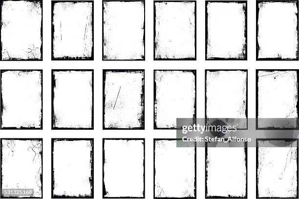 ilustraciones, imágenes clip art, dibujos animados e iconos de stock de cuadros grunge frontera - borde negro