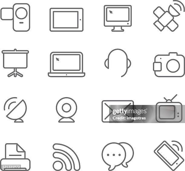 multimedia - simple icons - computer key board stock illustrations